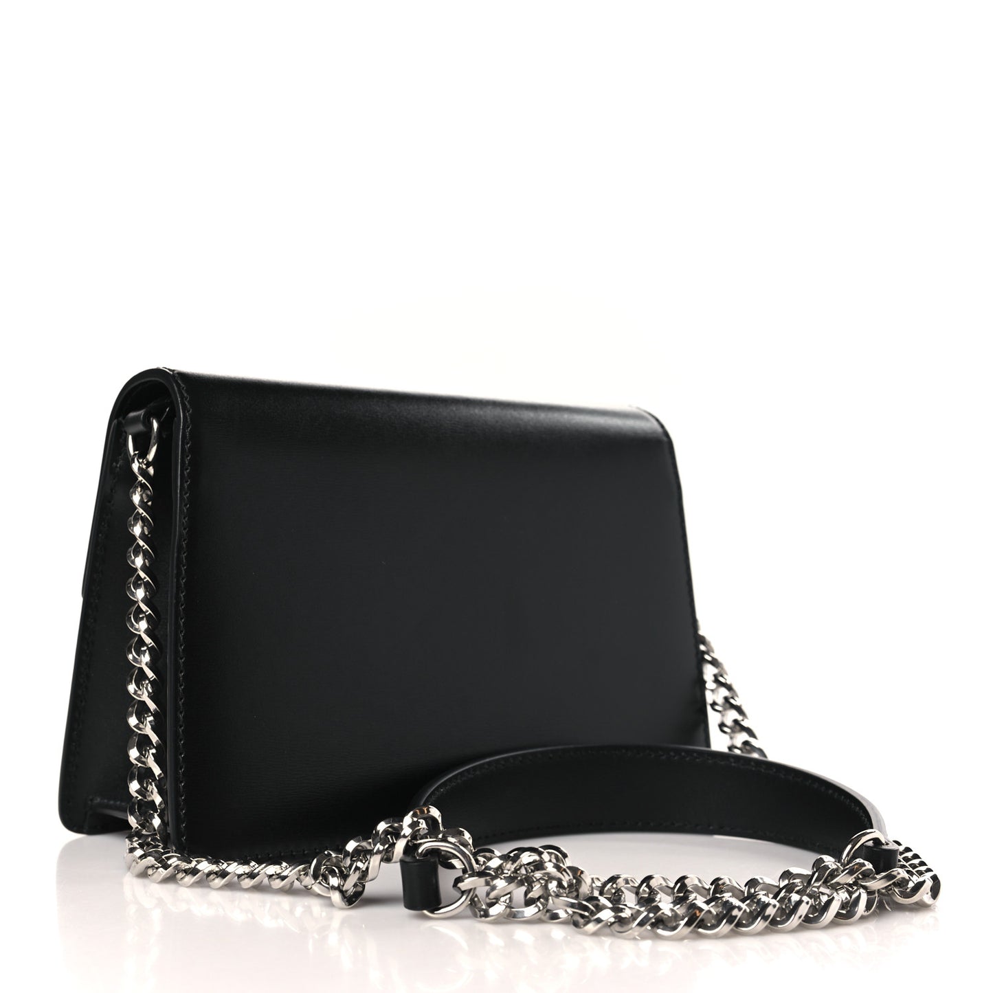 Grainy Calfskin Crystal Embellished Madeline Crossbody Bag Black