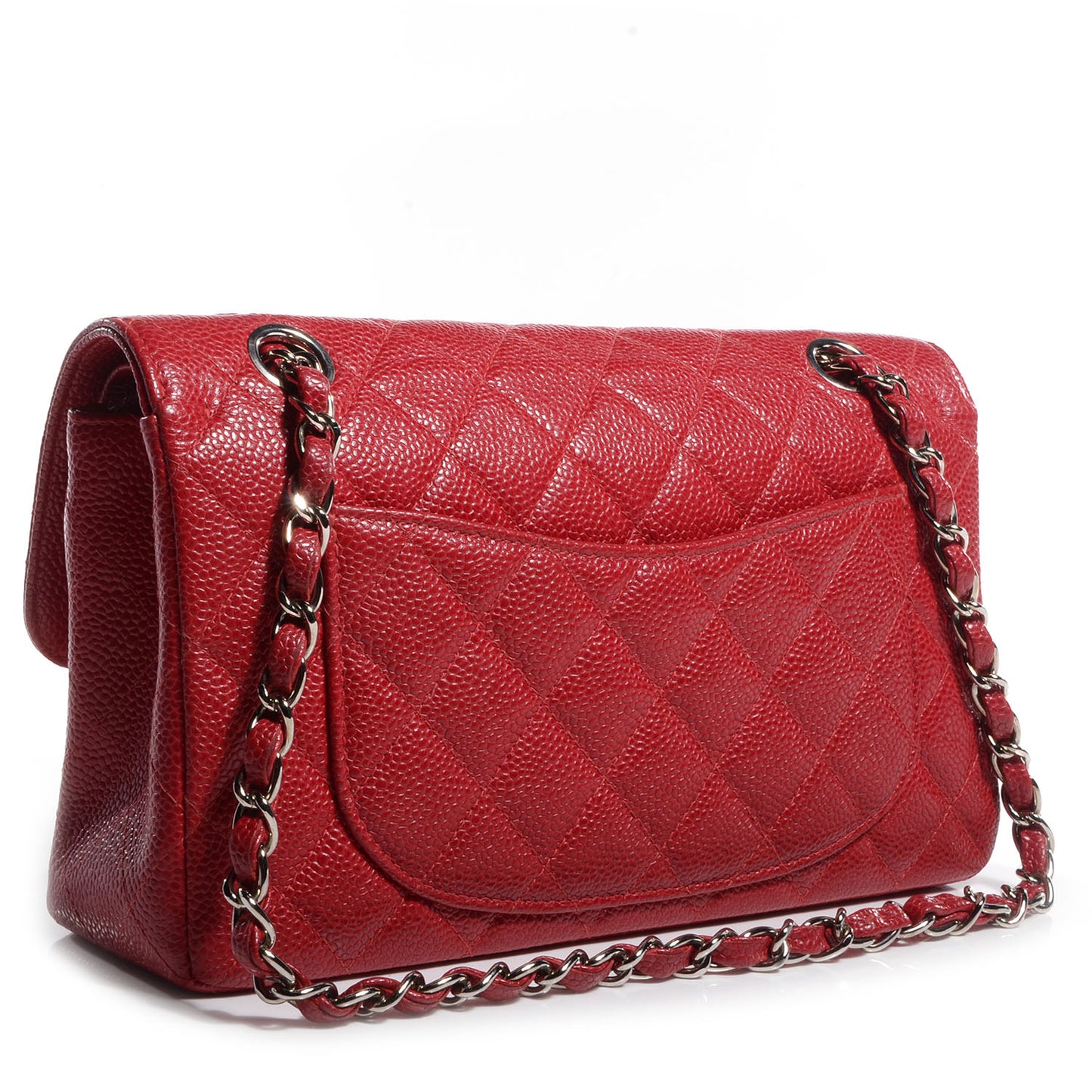 Caviar Medium Double Flap Red