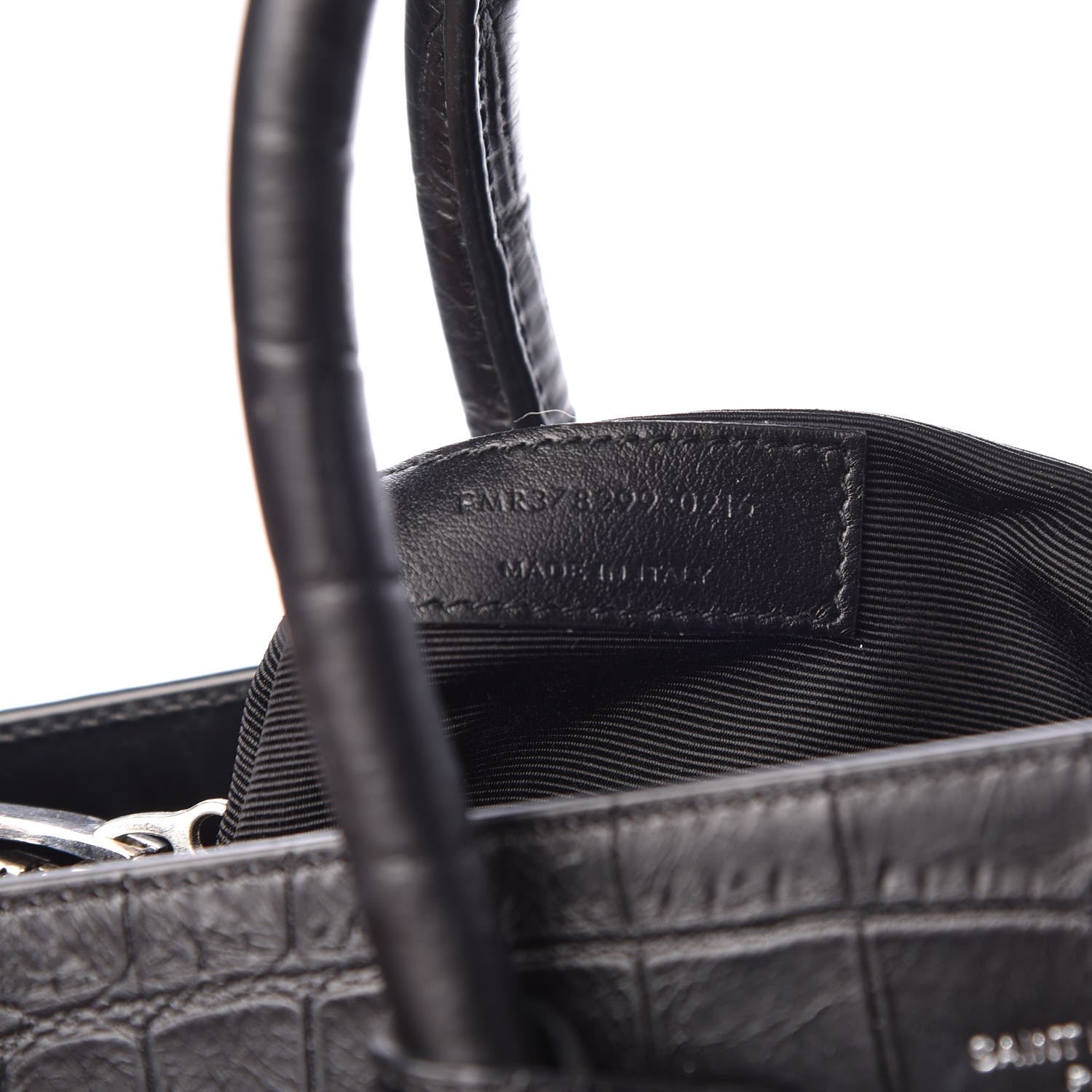 Saint Laurent Calfskin Crocodile Embossed Small Sac de Jour Black 7 of 7