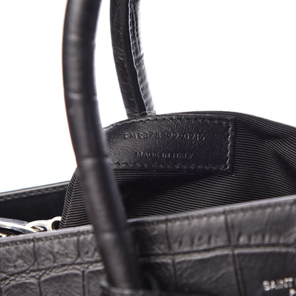 Saint Laurent Calfskin Crocodile Embossed Small Sac de Jour Black 7 of 7