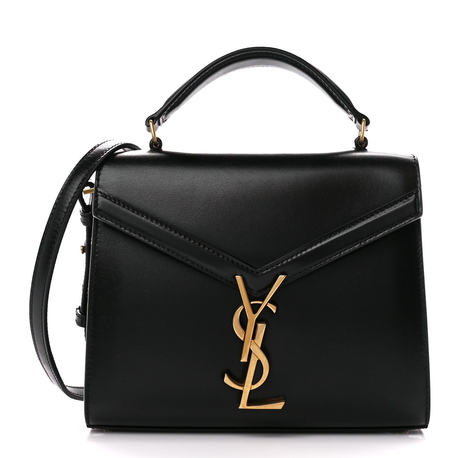 Saint Laurent Calfskin Mini Classic Monogram Cassandra Top Handle Black 1 of 11