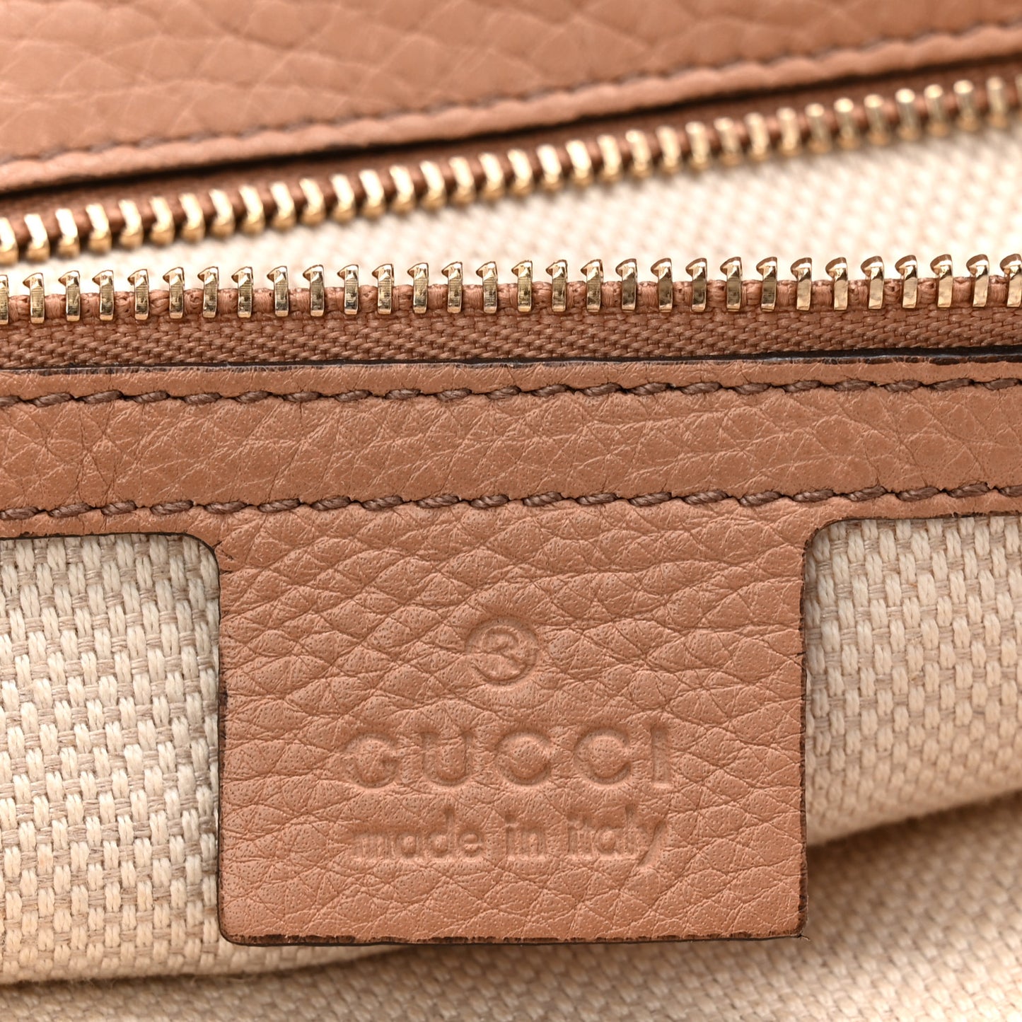 Pebbled Calfskin Medium Soho Clutch Camelia