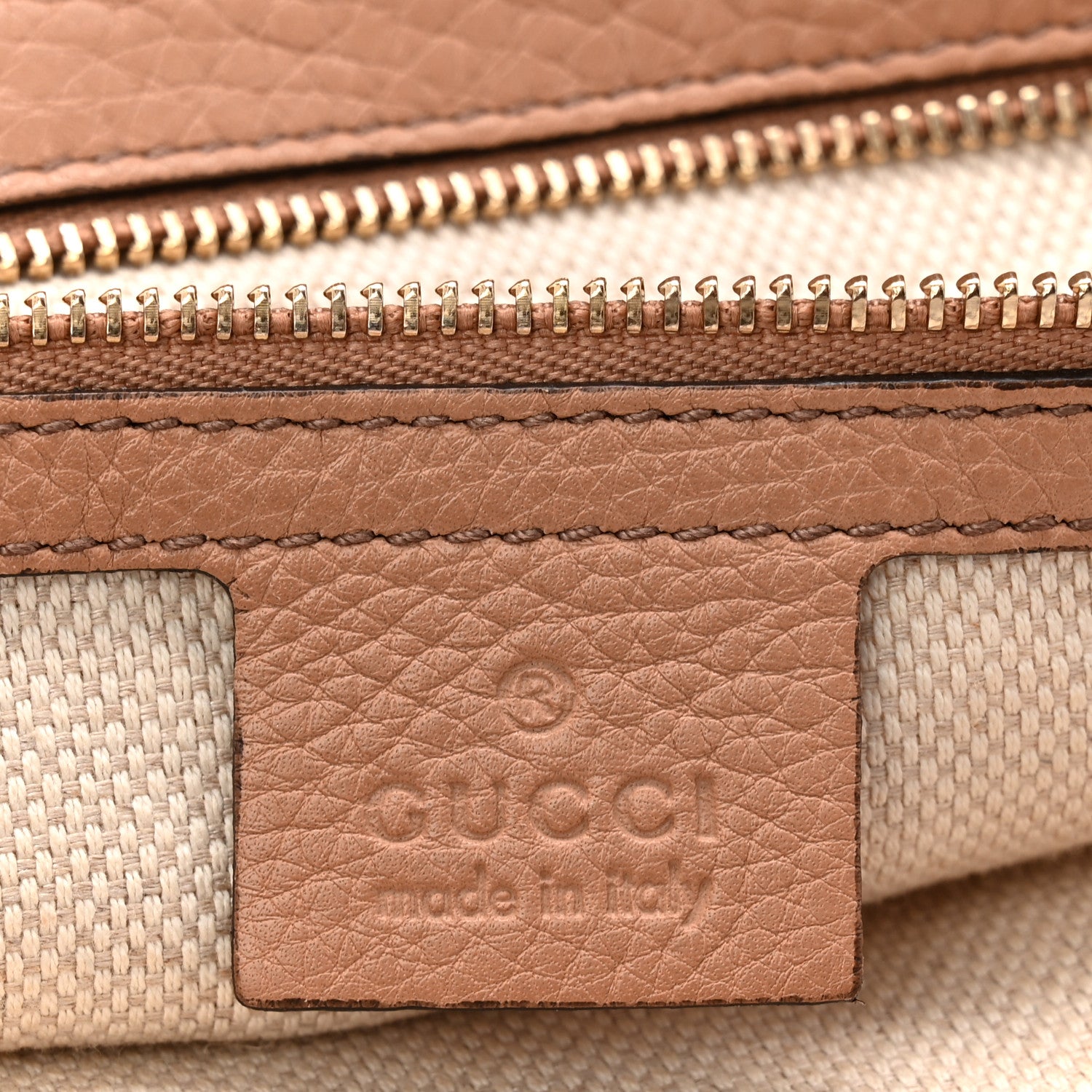 Gucci Pebbled Calfskin Medium Soho Clutch Camelia 6 of 10