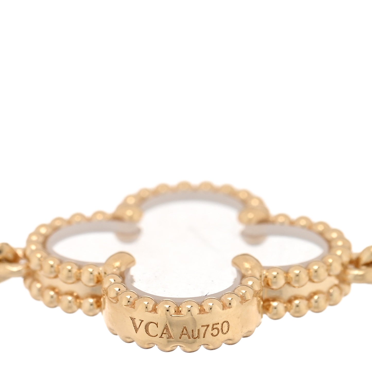 18K Yellow Gold Rock Crystal 5 Motifs Vintage Alhambra Bracelet