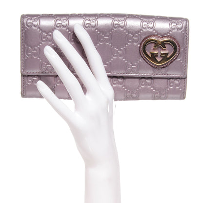 Gucci Metallic Soft Guccissima Lovely Heart Continental Wallet Senanque 2 of 6