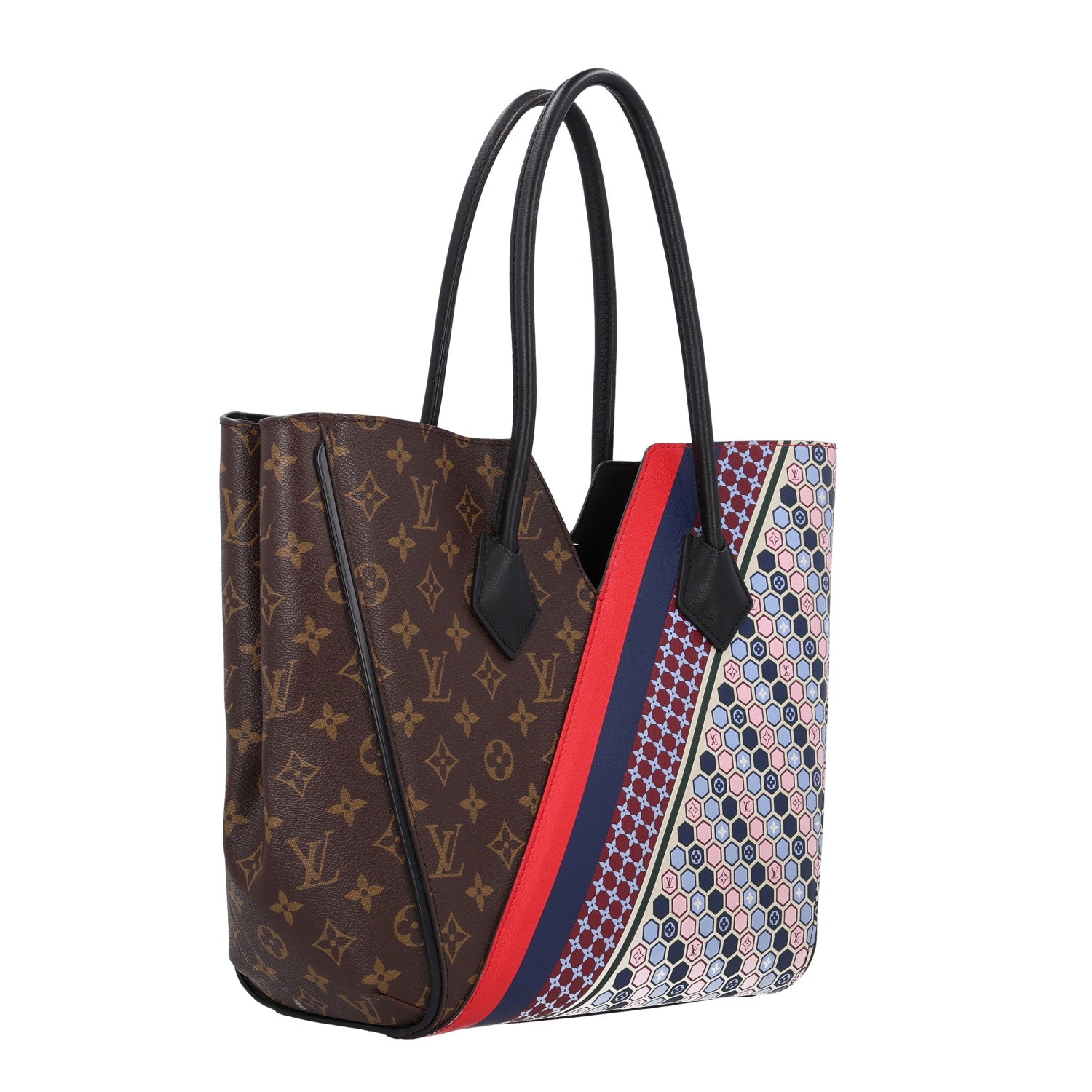 Louis Vuitton Calfskin Monogram Kimono Tote MM Rouge Navy 3 of 10