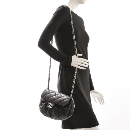 Chanel Washed Lambskin Quilted Medium Chain Around Messenger Black 2 of 7