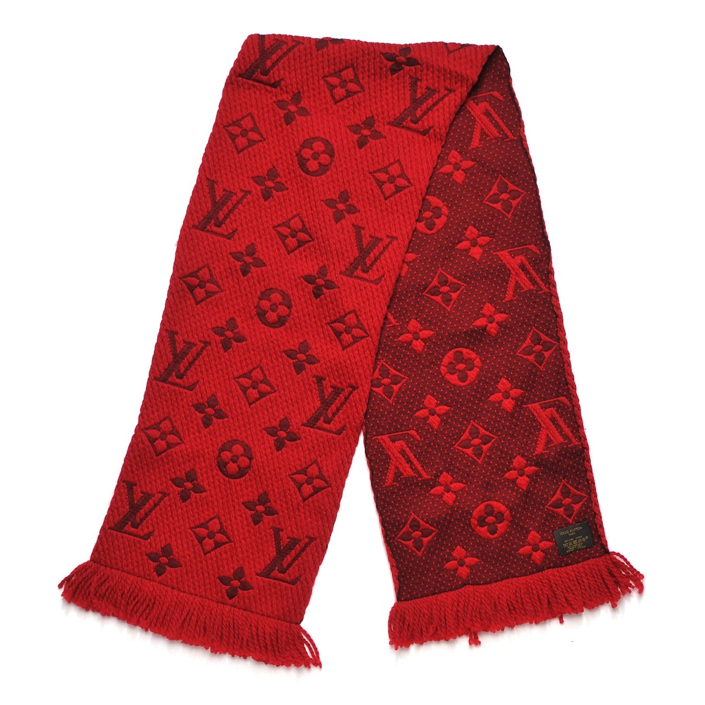 Wool Silk Logomania Scarf Rubis