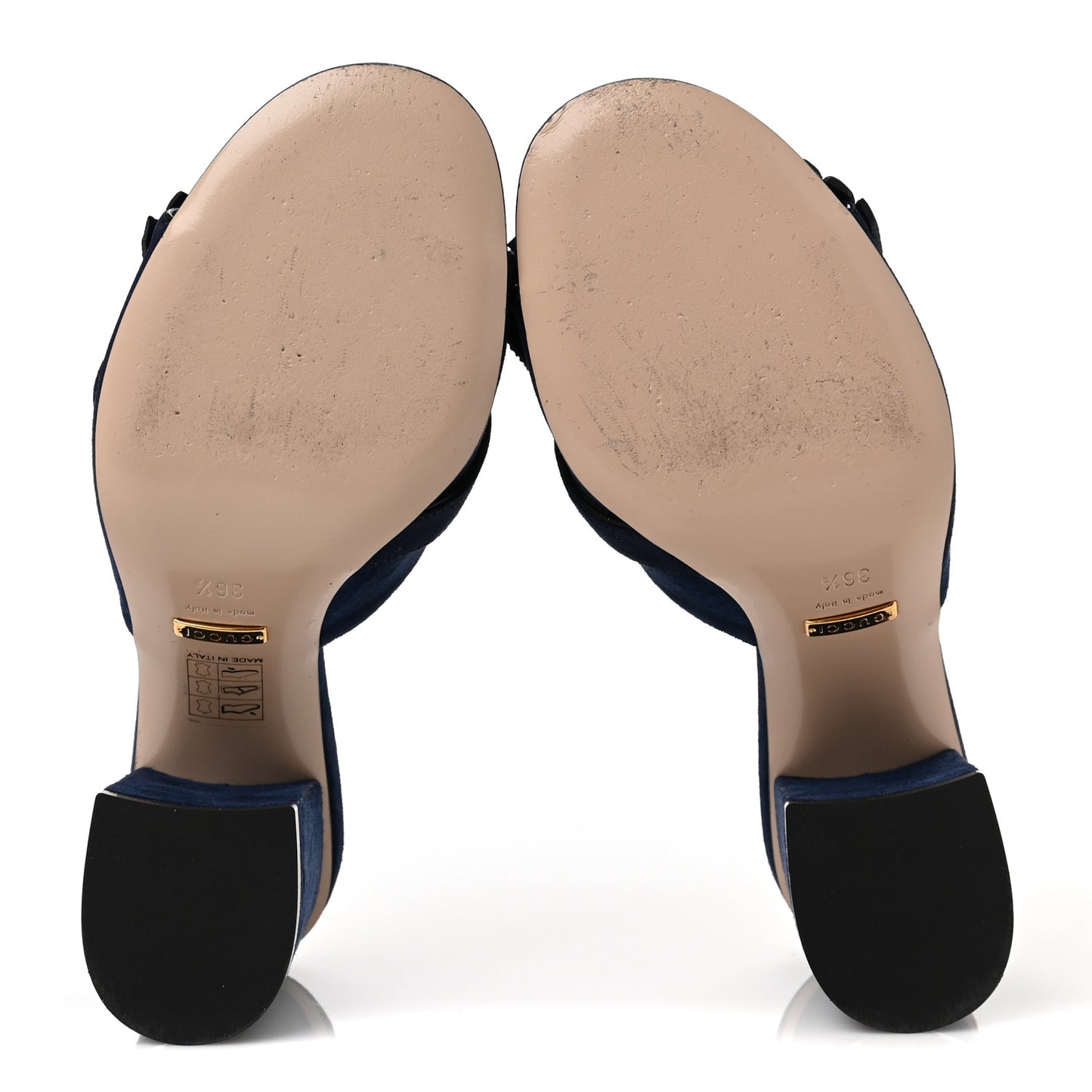 Kid Scamosciato GG Marmont Fringe 75mm Slide Sandals 36.5 Blue Ink