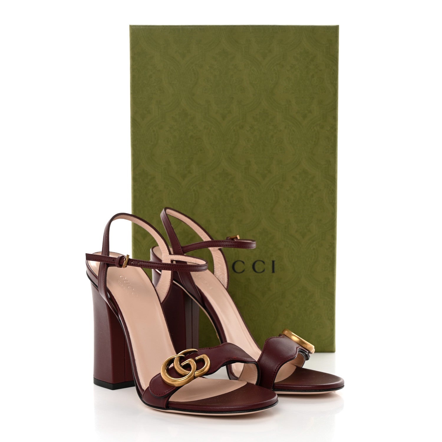 Gucci Lifford Calfskin GG Marmont Ankle Wrap 105mm Sandals 36 Vintage Bordeaux 8 of 8