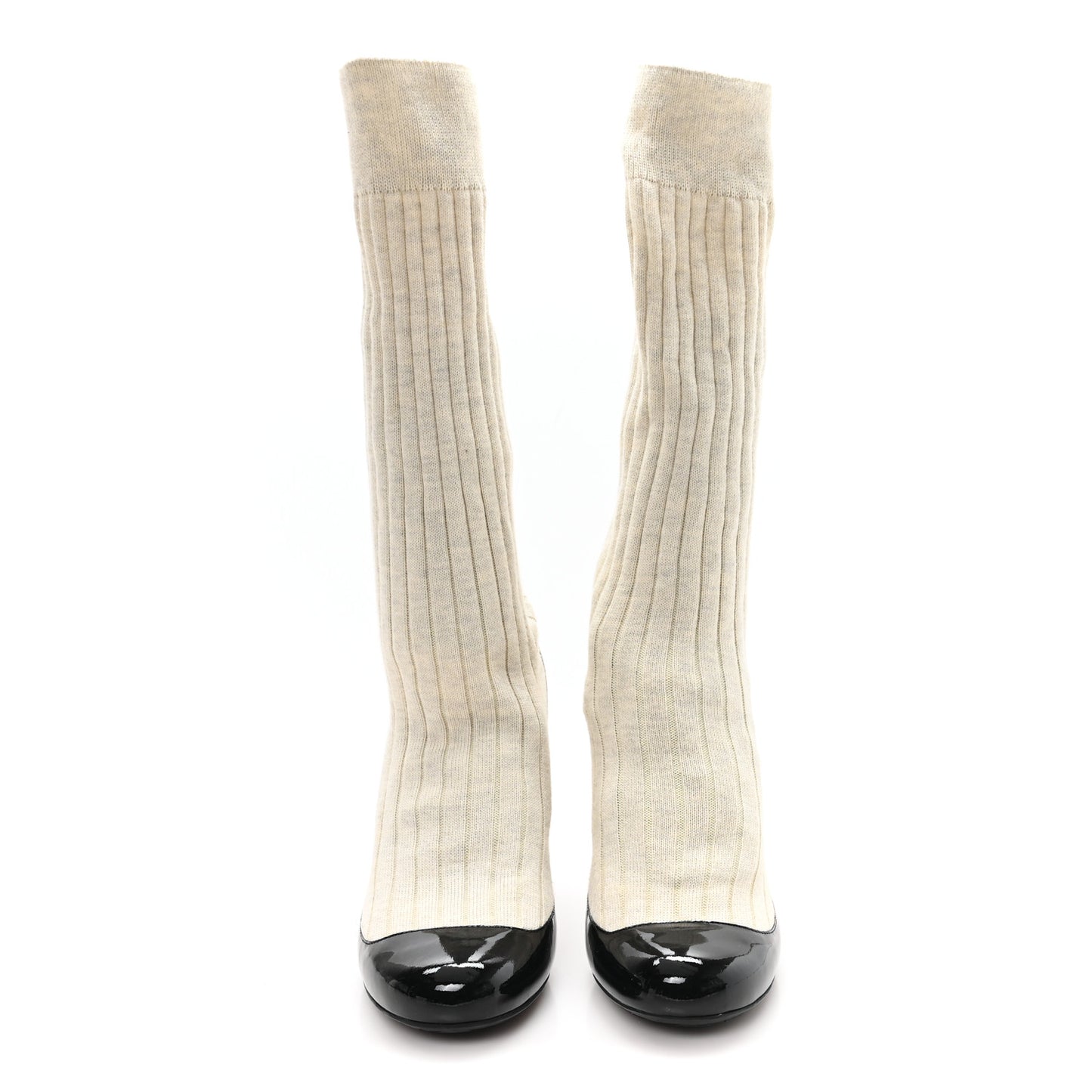 Patent Sock Boots 39.5 Black White