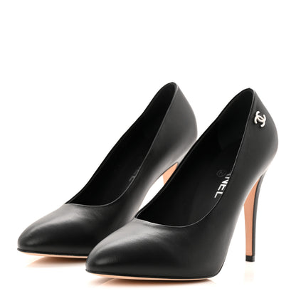 Chanel Lambskin CC Pumps 39.5 Black 4 of 10