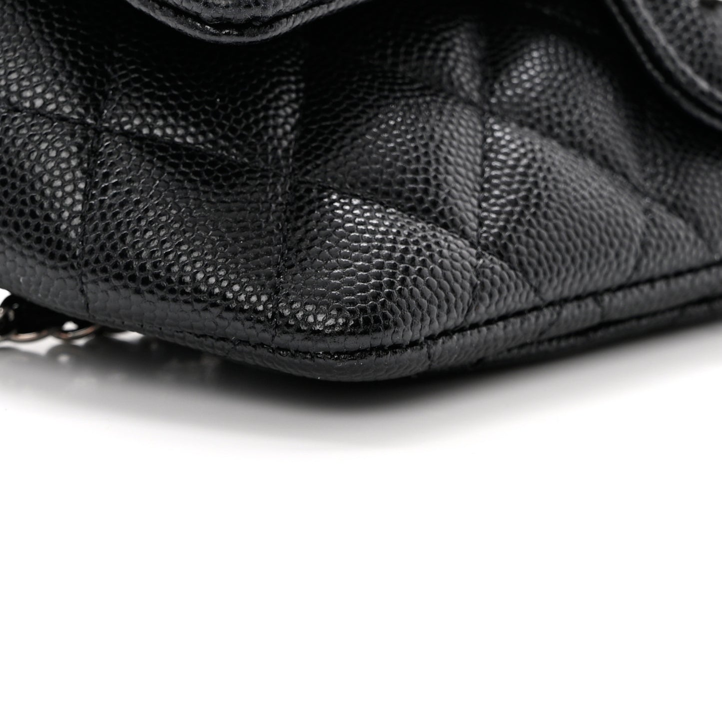 Caviar Quilted Glasses Case With Chain Black