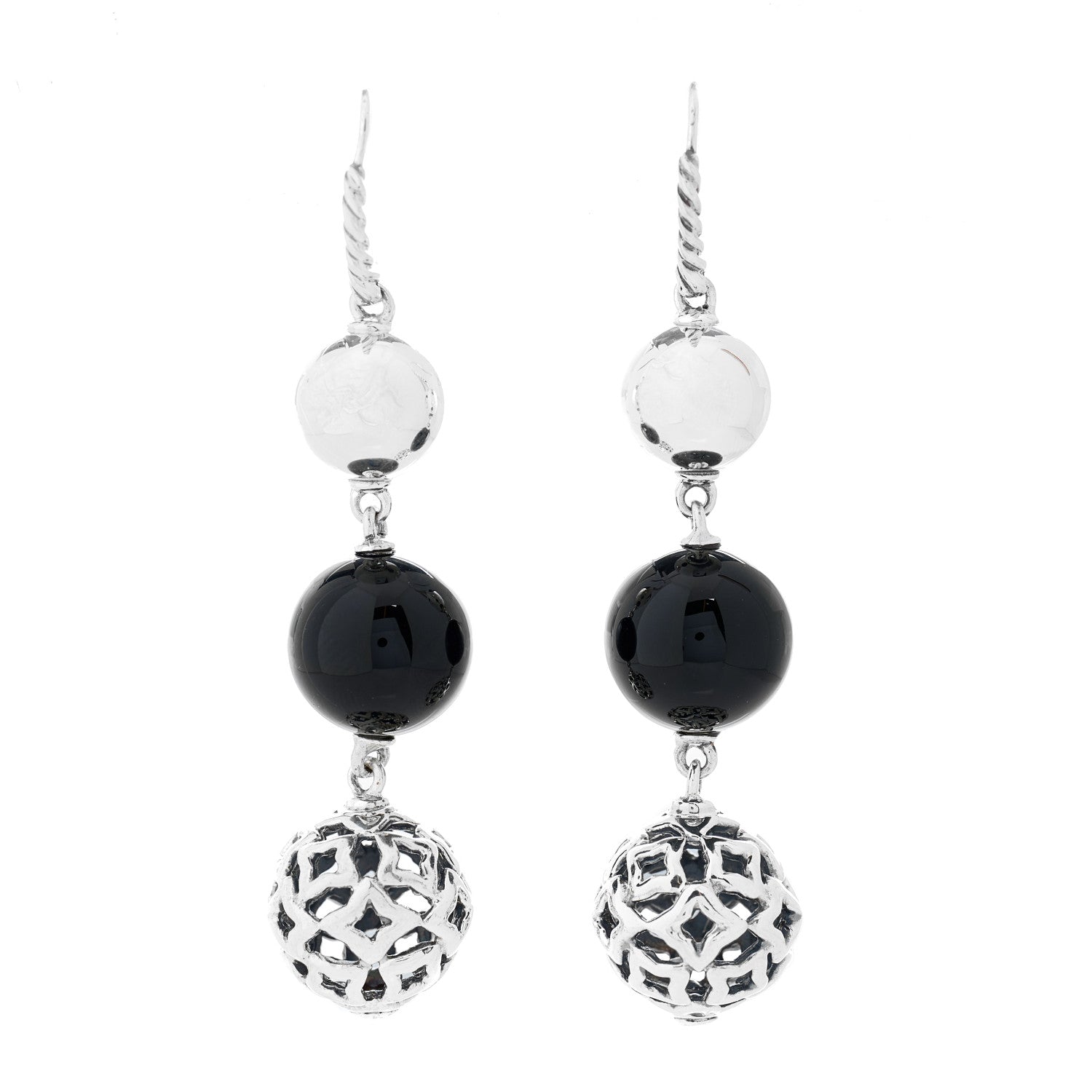 David Yurman Sterling Silver Black Onyx Elements Drop Earrings 1 of 6