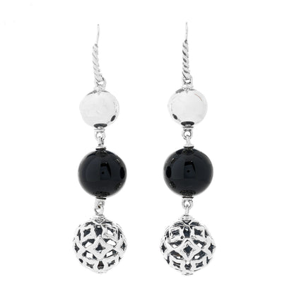 David Yurman Sterling Silver Black Onyx Elements Drop Earrings 1 of 6