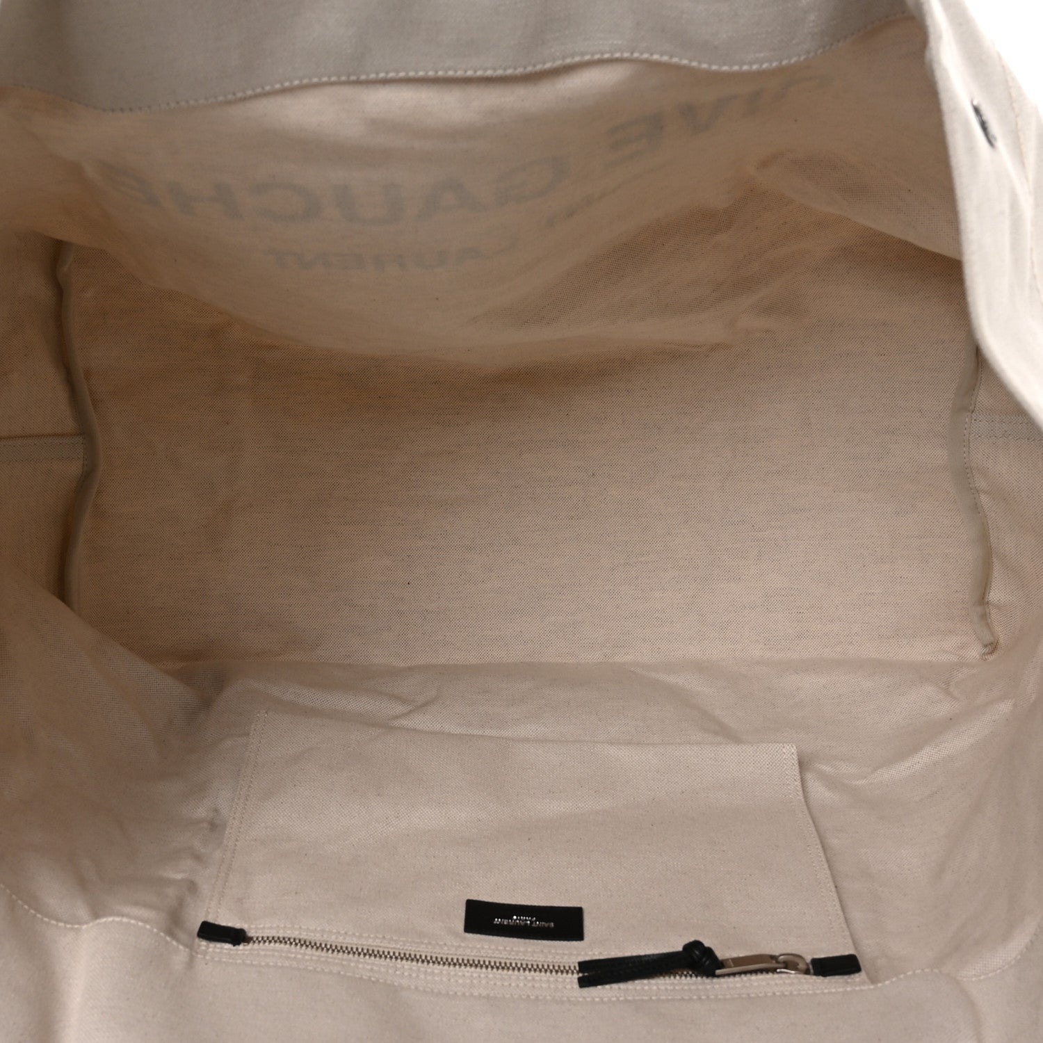 Saint Laurent Linen Calfskin Rive Gauche Maxi Tote Grege et Noir 11 of 18
