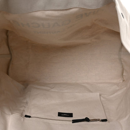 Saint Laurent Linen Calfskin Rive Gauche Maxi Tote Grege et Noir 11 of 18