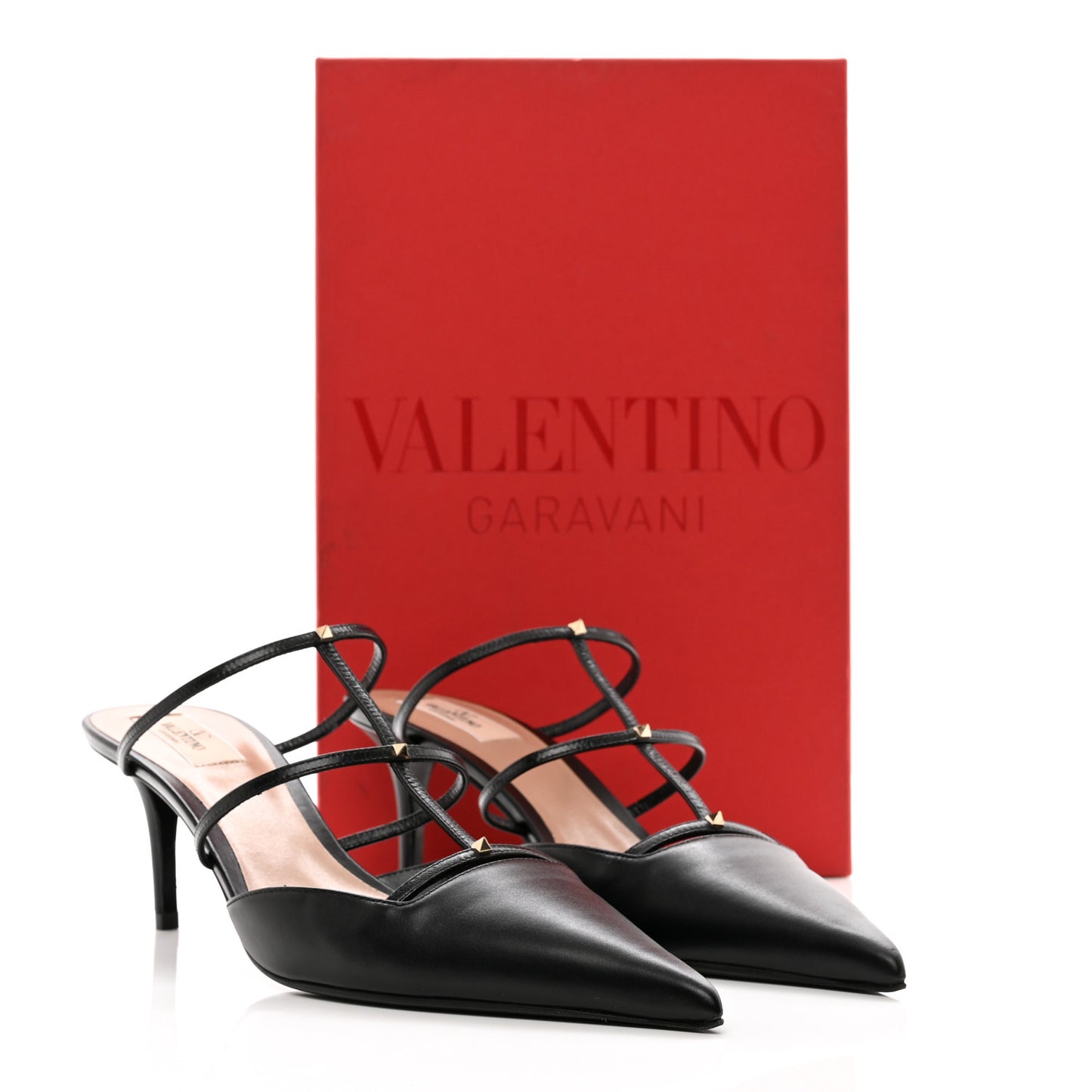 Calfskin Rockstud 60mm Wispy Mules 41 Black