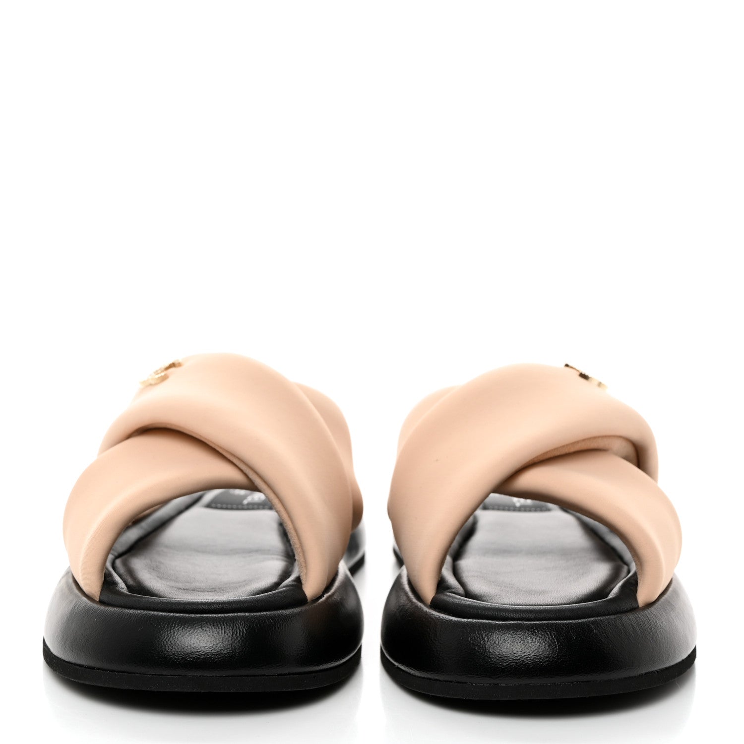 Chanel Fabric CC Mules Sandals 38 Light Beige 2 of 9