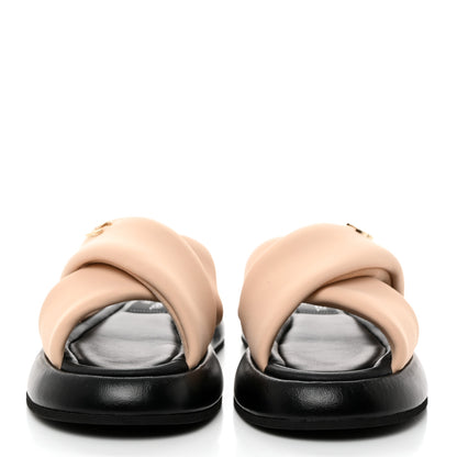Chanel Fabric CC Mules Sandals 38 Light Beige 2 of 9