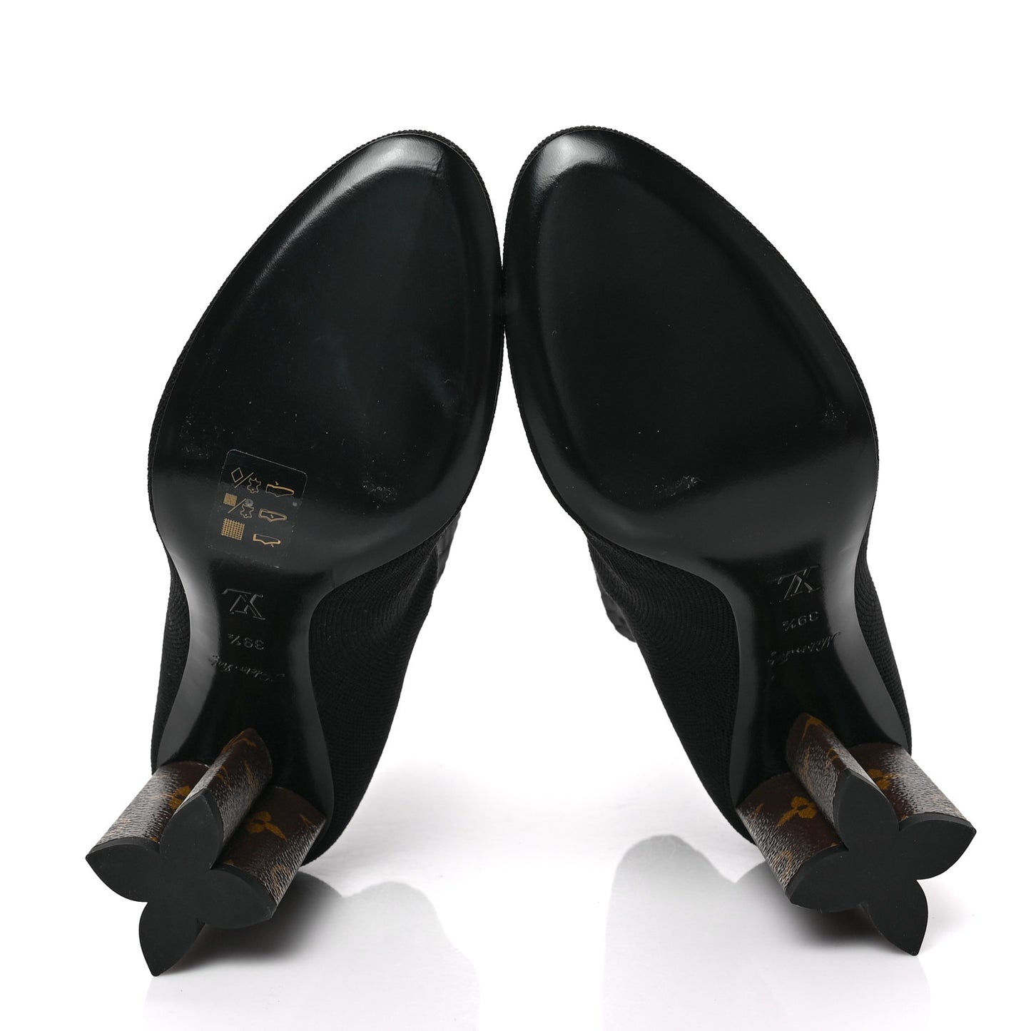 Monogram Stretch Fabric Silhouette Ankle Boots 39.5 Black