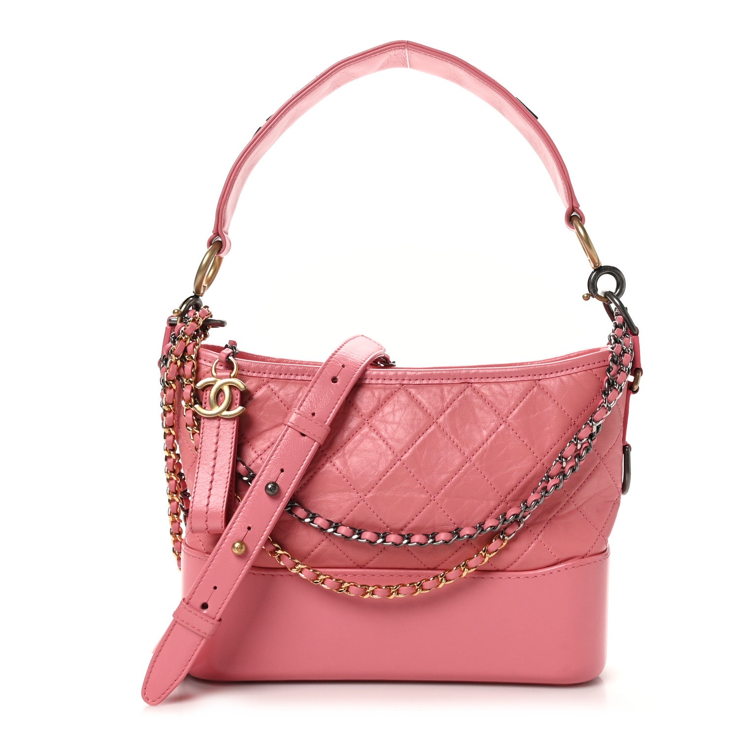 Chanel Aged Calfskin Quilted Medium Gabrielle Logo Hobo Rose 1 of 10