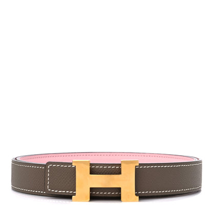 Hermes Epsom Swift 24mm Mini Constance H Belt 85 34 Etoupe Rose Sakura 1 of 5