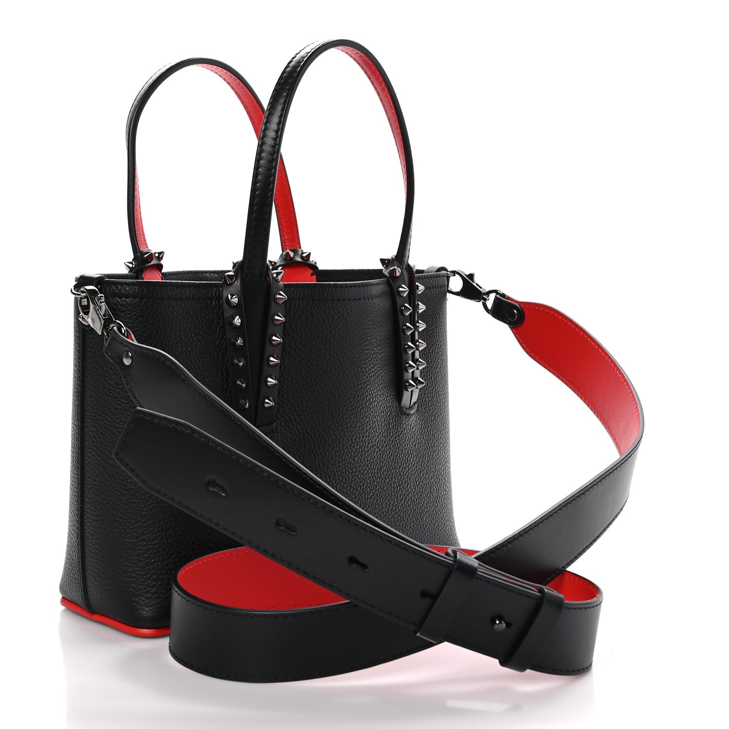 Christian Louboutin Calfskin Spikes Mini East West Cabata Tote Black 3 of 10