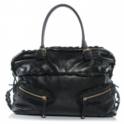 Gucci Leather Ruffle Sabrina Boston Tote Black 1 of 8