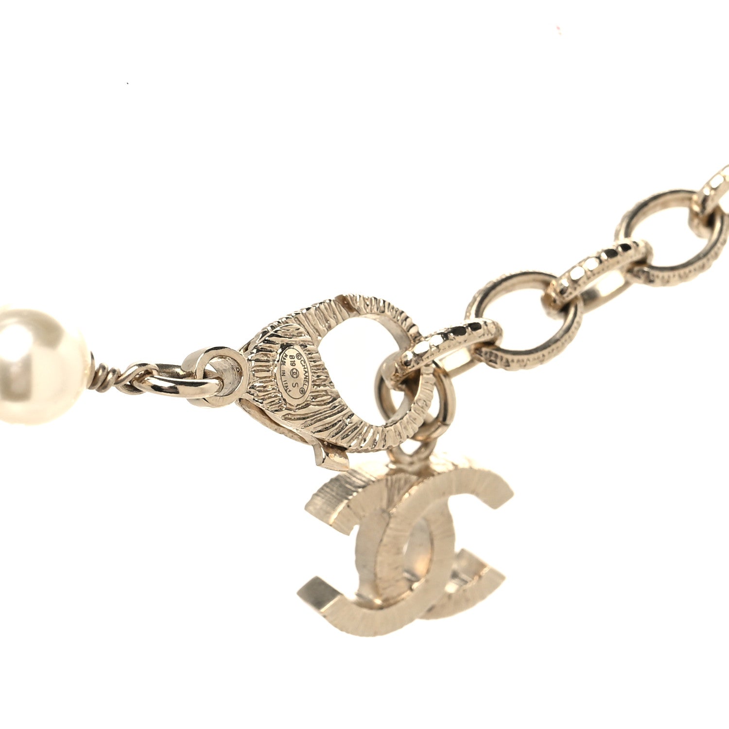 Chanel Crystal Baguette Pearl CC Cross Necklace Gold 4 of 5
