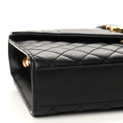 Saint Laurent Grain De Poudre Textured Mixed Matelasse Triquilt Medium Monogram Satchel Black 8 of 9