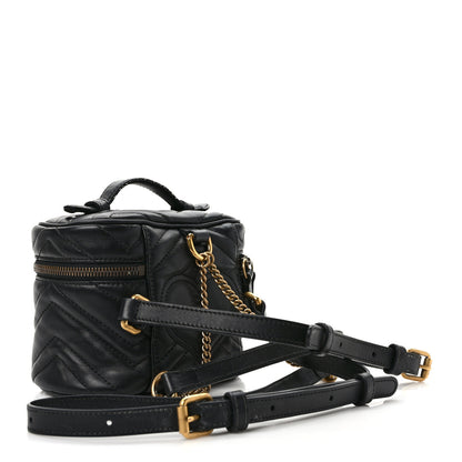 Gucci Calfskin Matelasse Mini GG Marmont Round Backpack Black 3 of 14