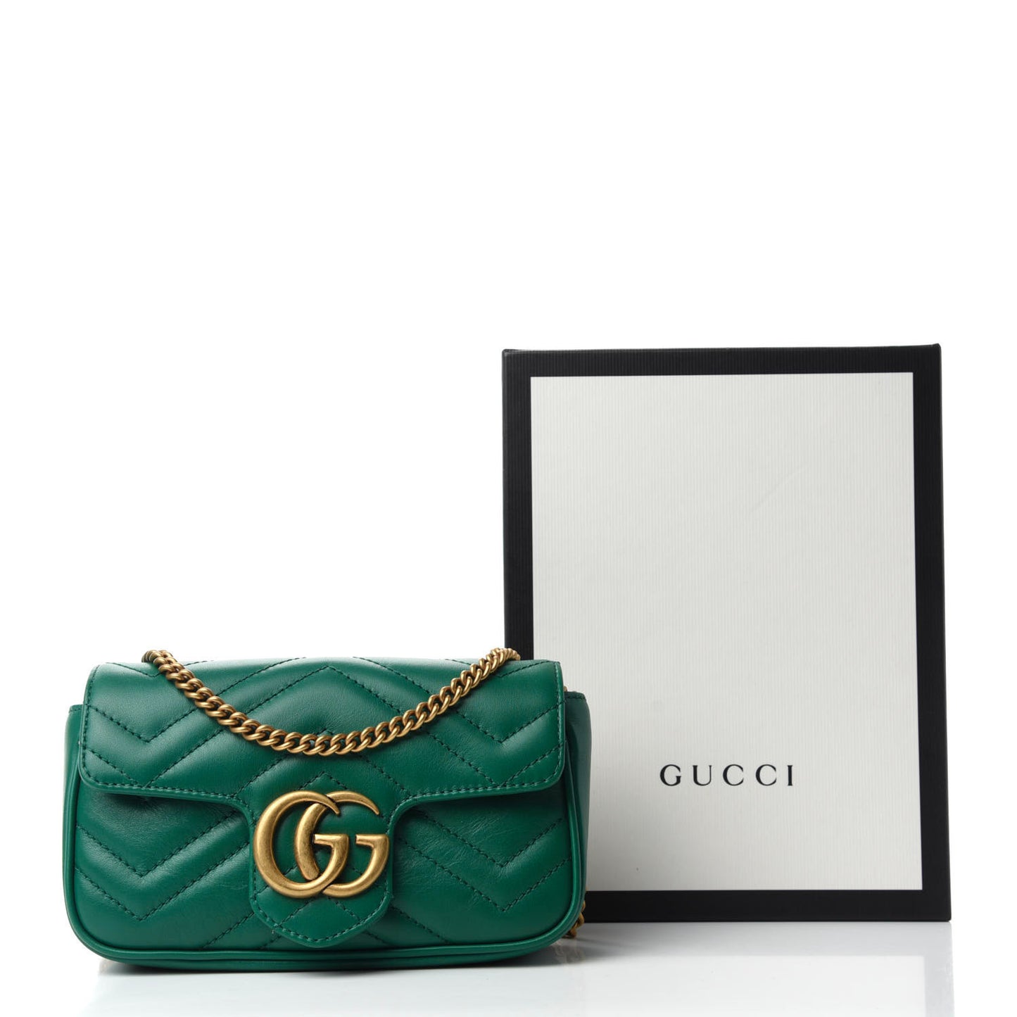 Calfskin Matelasse Super Mini GG Marmont Shoulder Bag Emerald Green