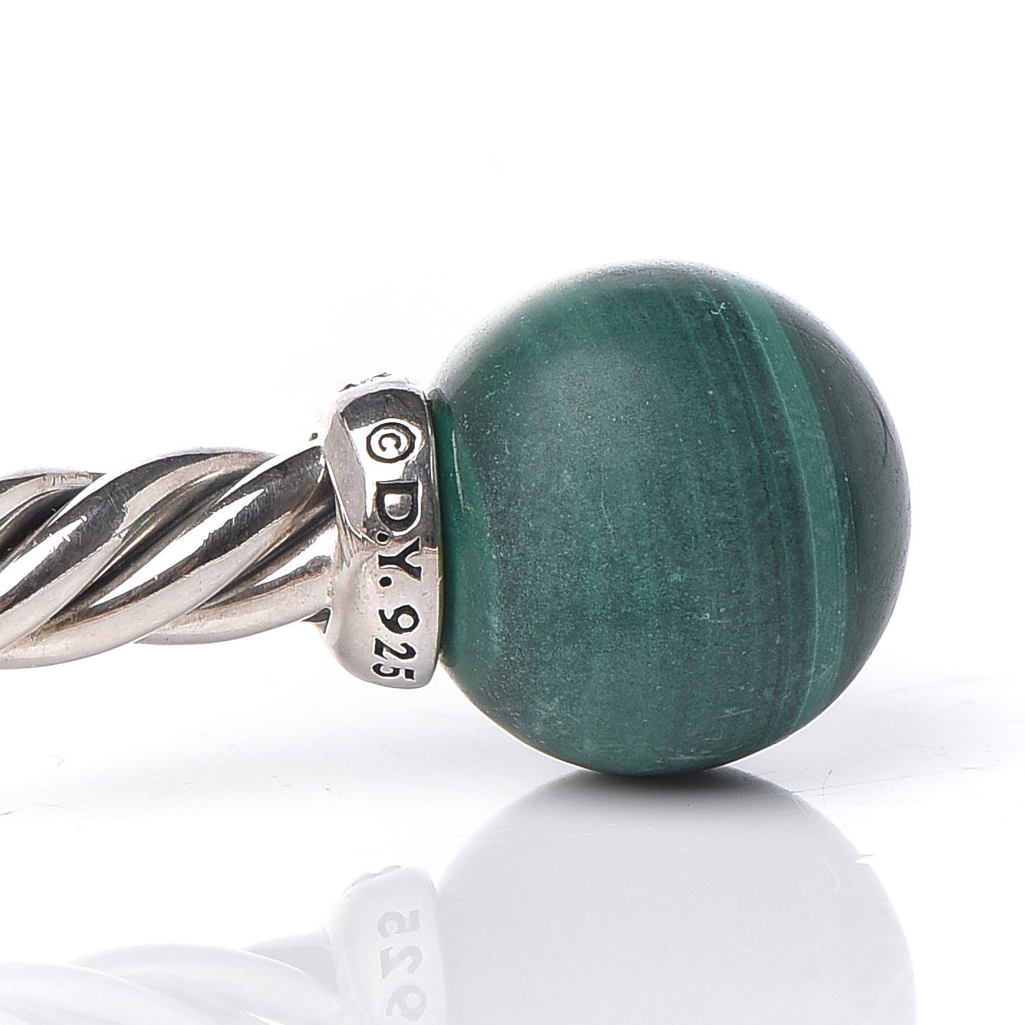Sterling Silver Diamond Malachite 9mm Solari Bracelet