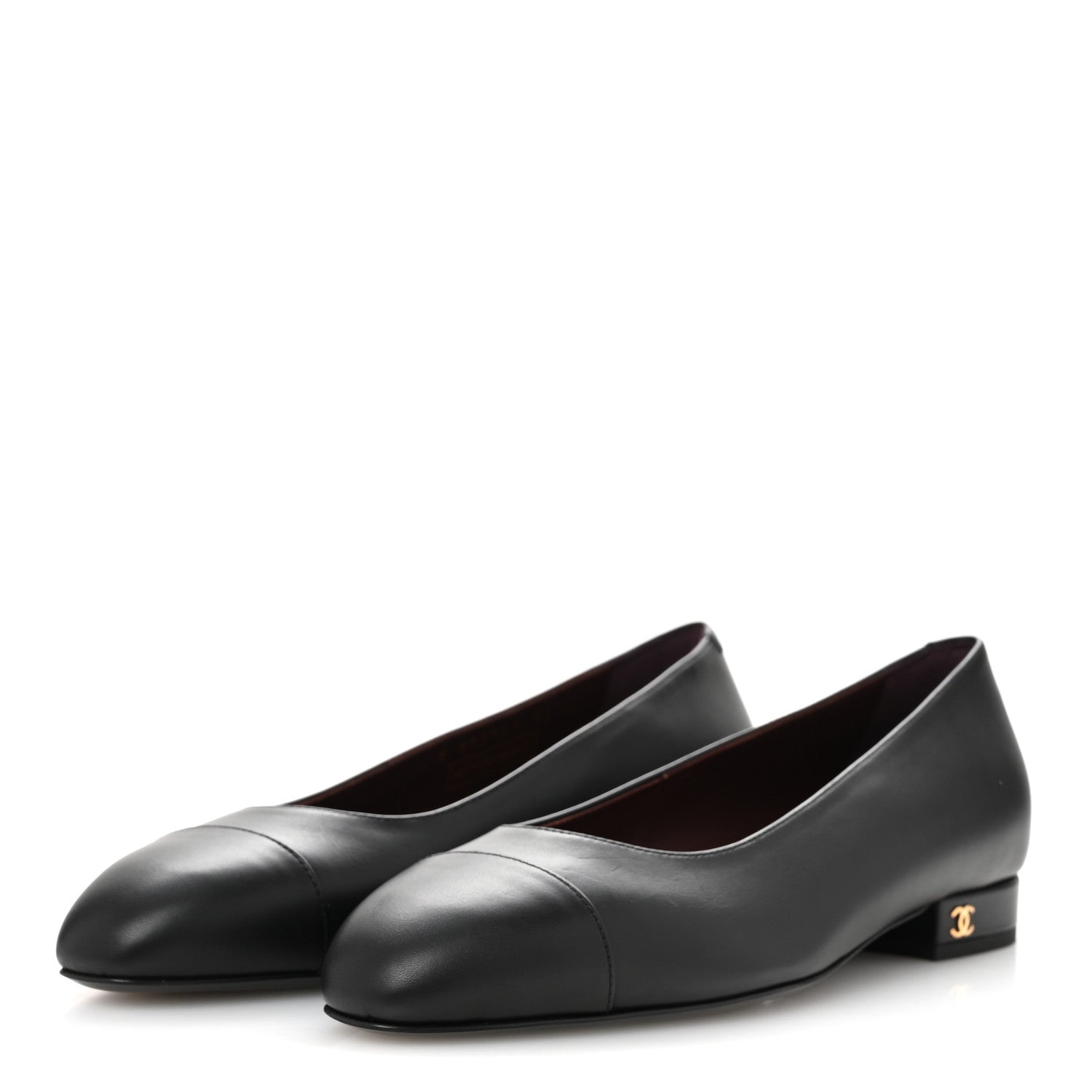 Chanel Lambskin Cap Toe Ballerina Flats 37 Black 4 of 9