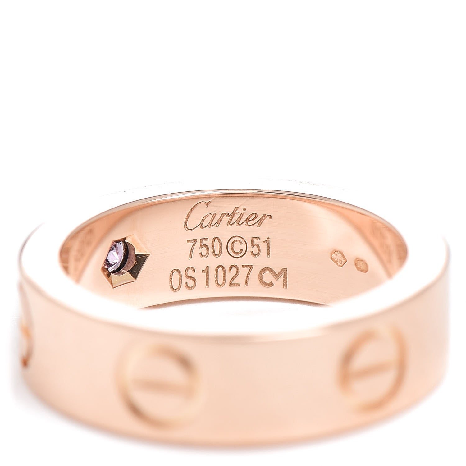 Cartier 18K Pink Gold Pink Sapphire 5.5mm LOVE Ring 51 5.75 4 of 5