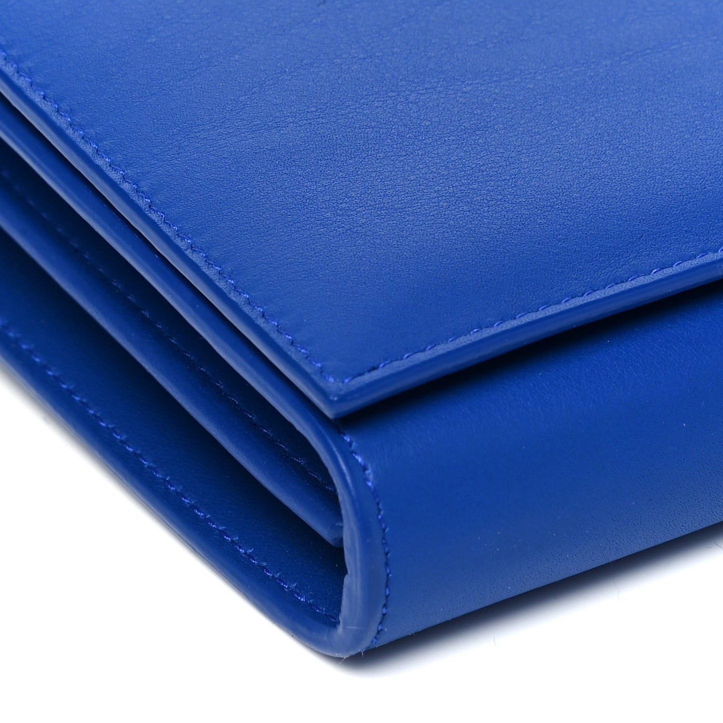 Calfskin Classic Y Ligne Chain Wallet Bleu Majorelle