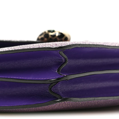 Bulgari Calfskin Galuchat Serpenti Forever Shoulder Bag Purple 10 of 14