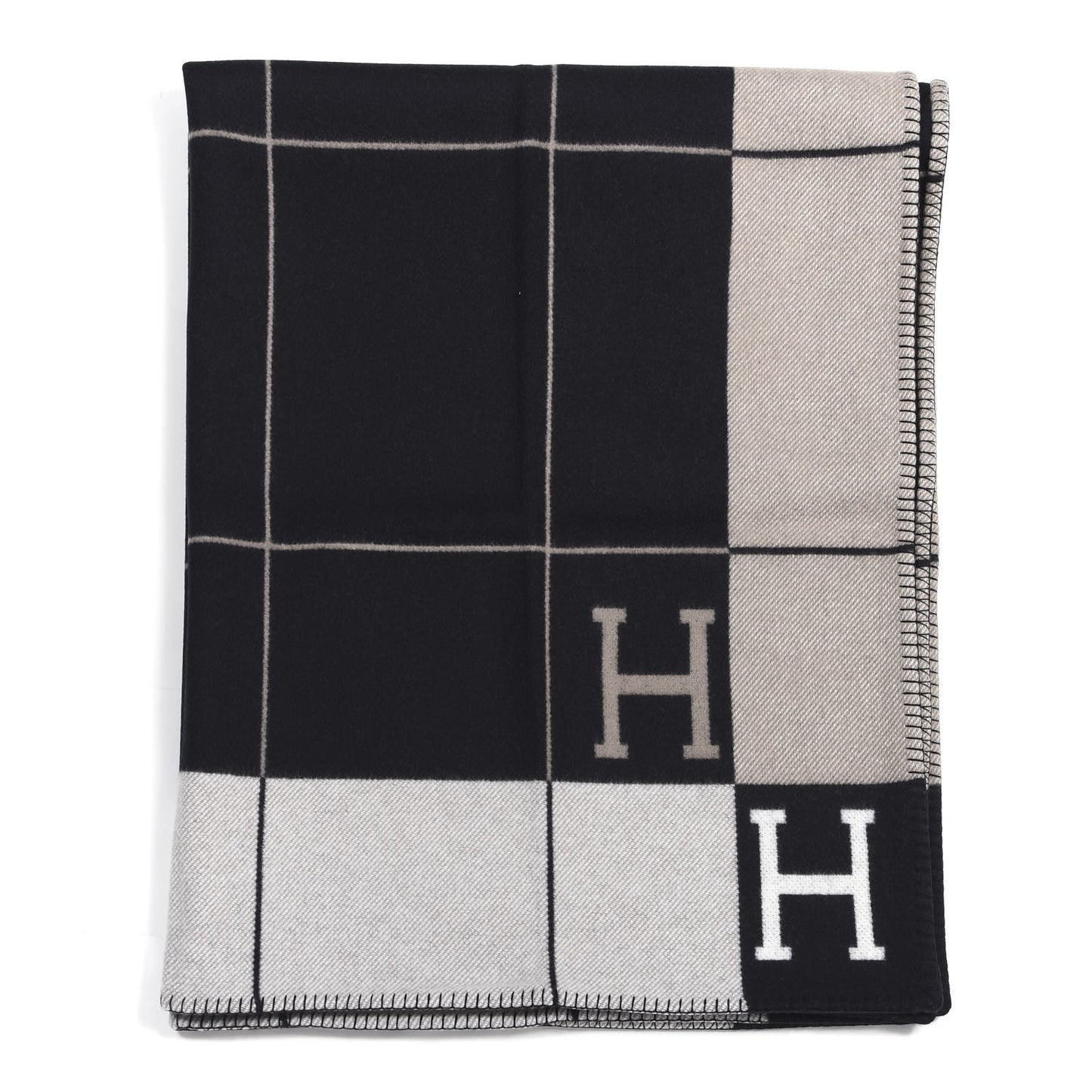Wool Cashmere Avalon III Blanket Ecru Black