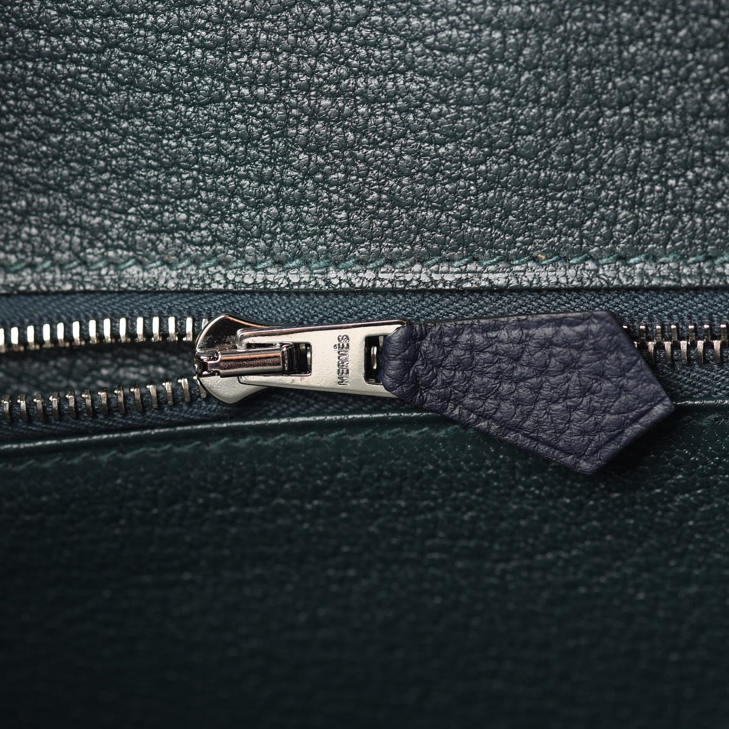 Togo Swift Officier Birkin 25 Bleu Nuit Vert Cypress