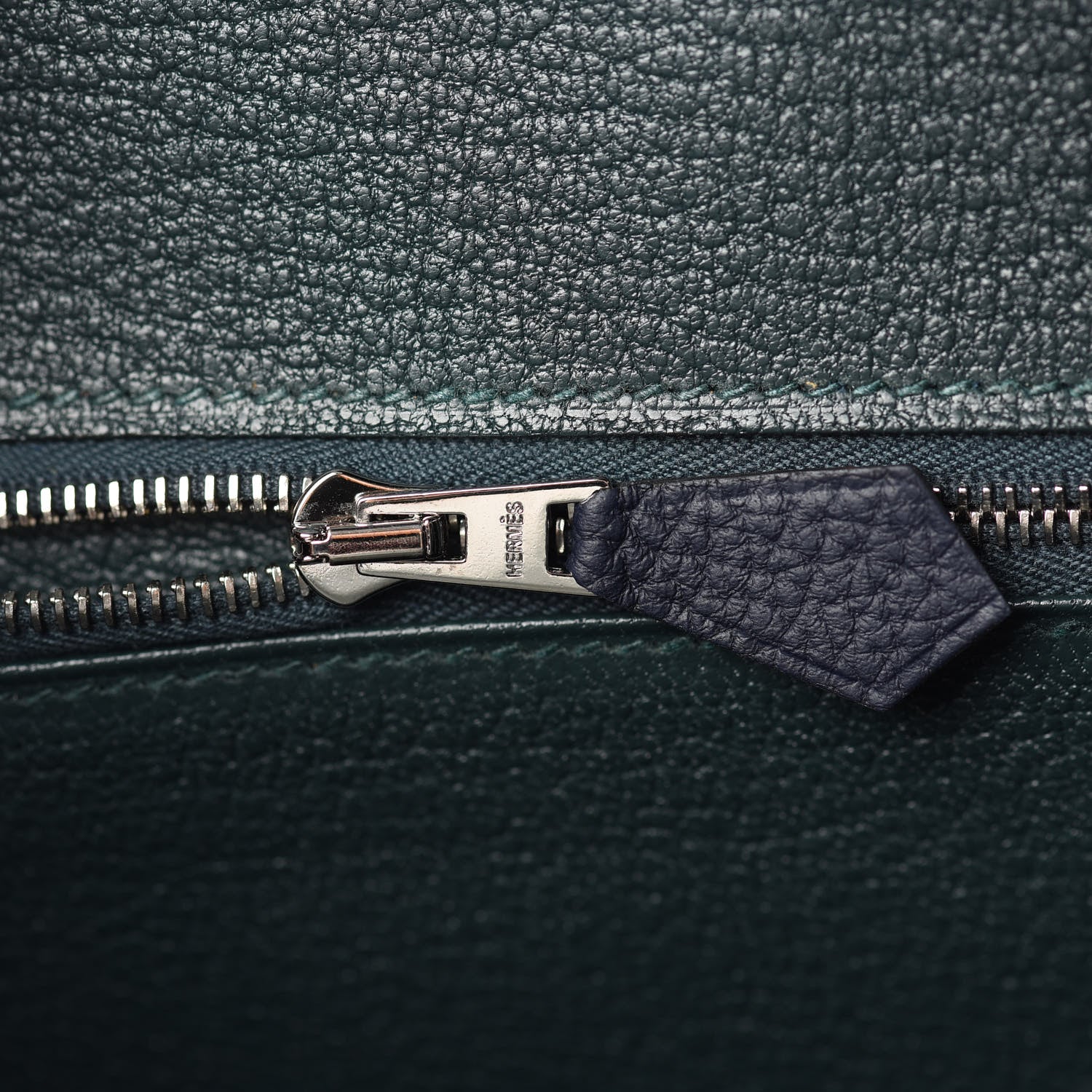 Hermes Togo Swift Officier Birkin 25 Bleu Nuit Vert Cypress 16 of 35