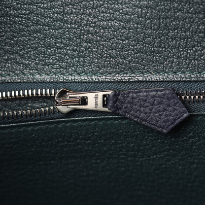 Hermes Togo Swift Officier Birkin 25 Bleu Nuit Vert Cypress 16 of 35