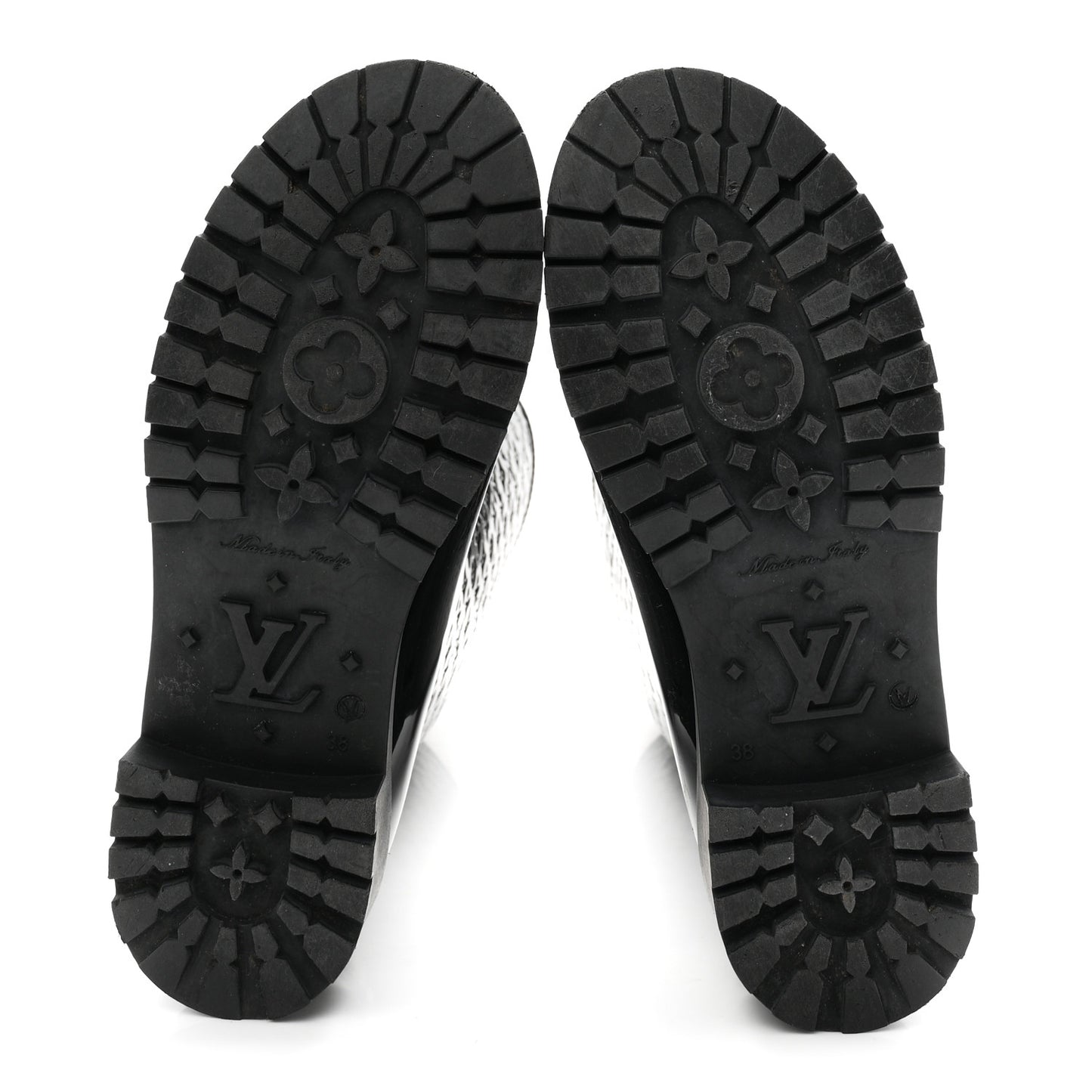 Rubber Embossed Monogram Splash Rain Boots 38 Black