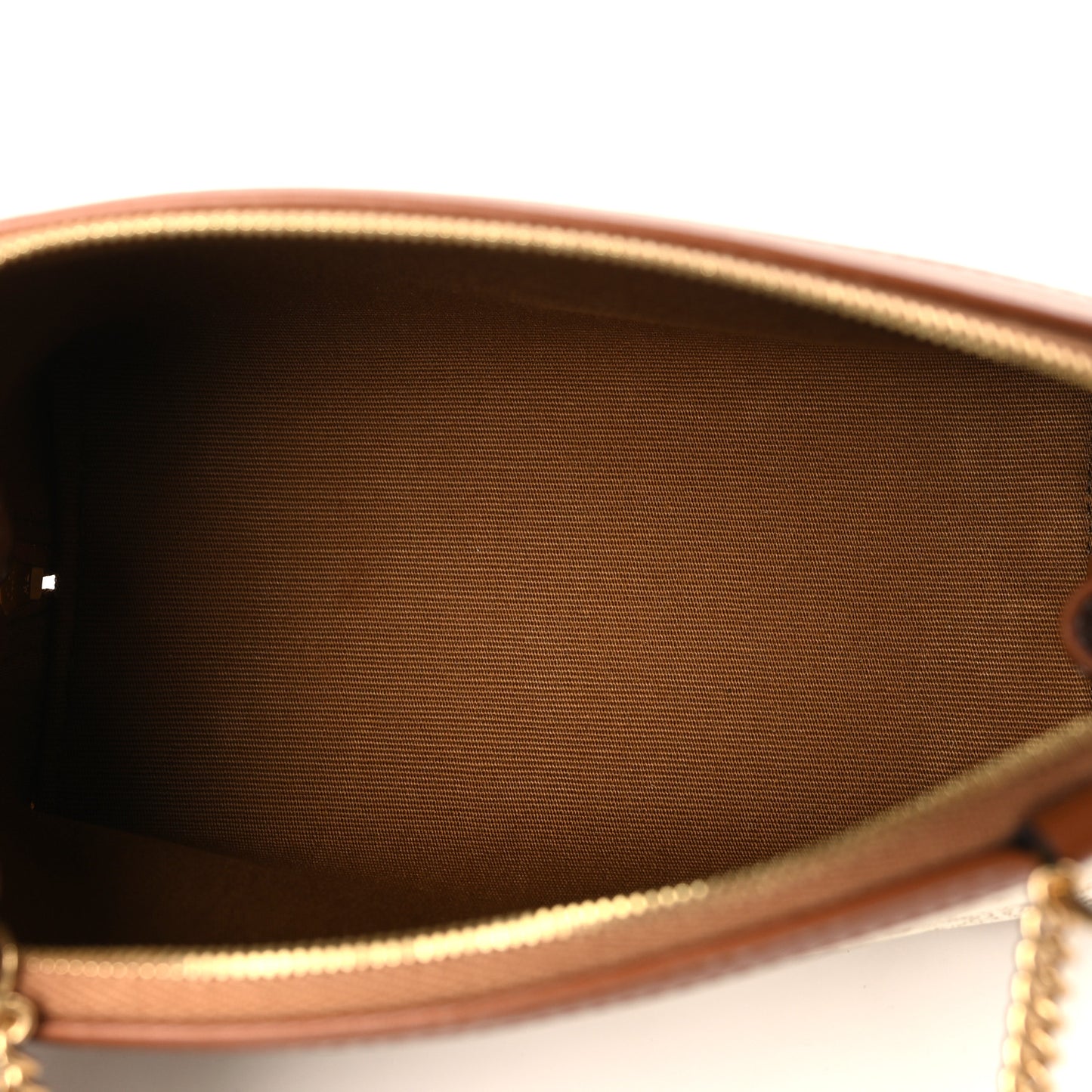 Lambskin Triomphe Canvas Clutch With Chain White Tan