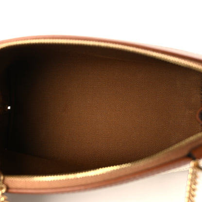 Celine Lambskin Triomphe Canvas Clutch With Chain White Tan 5 of 8