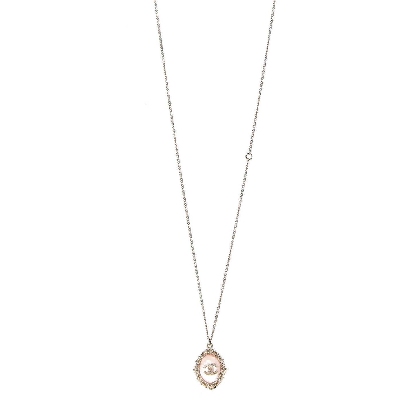 Resin CC Medallion Pendant Necklace Gold Pink