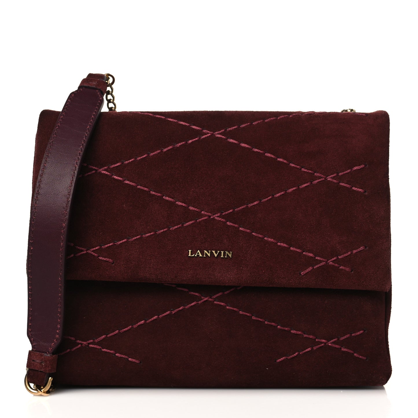 Suede Calfskin Mini Sugar Flap Shoulder Bag Burgundy