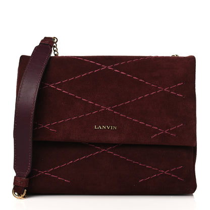Lanvin Suede Calfskin Mini Sugar Flap Shoulder Bag Burgundy 1 of 9
