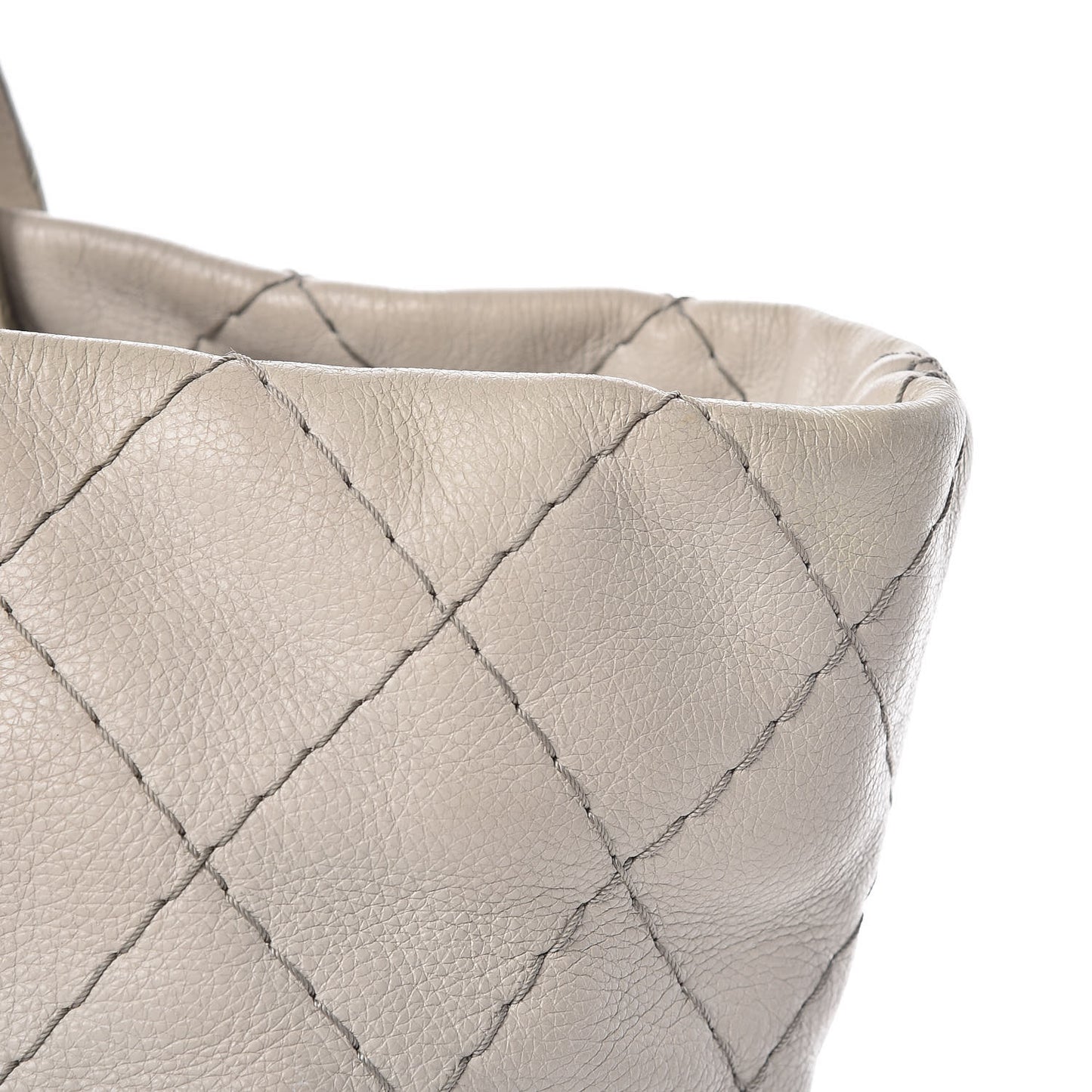 Glazed Calfskin Large On The Road Tote Light Grey