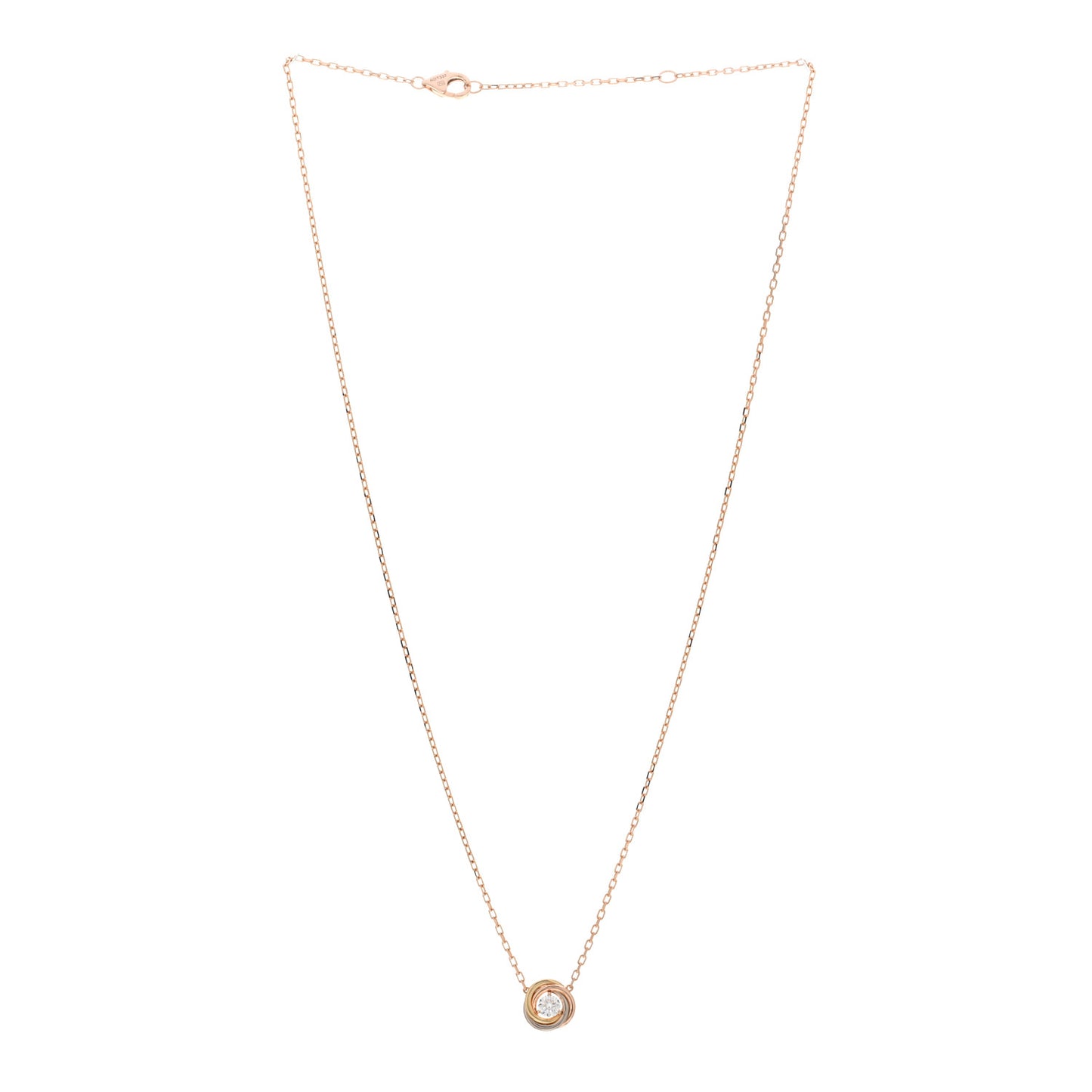 18K Pink White Yellow Gold Diamond Trinity De Cartier Pendant Necklace